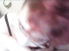 nerdy bbw slut rides and sucks dildo