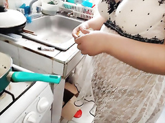 I accumulate a lot of cum in a container, my piggy slut cooks it and then eats it in the mall